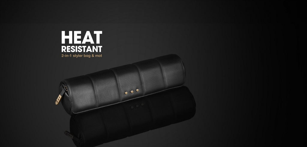 GHD Styler Bag & Mat – schwarze Kunstleder-Tasche mit ghd Gold-Detail