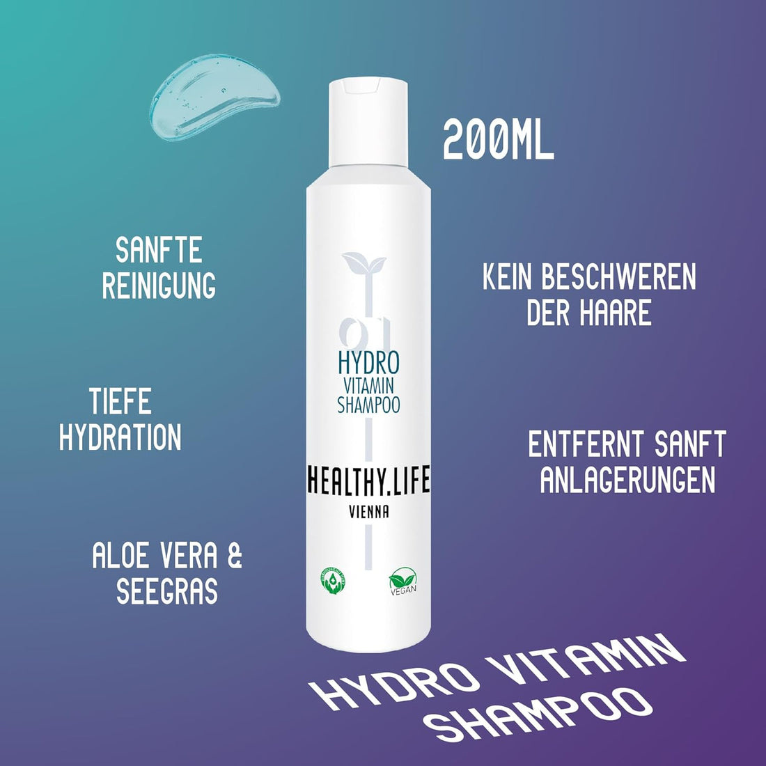 HEALTHY.LIFE VIENNA Hydro Vitamin Shampoo 200ml mit Aloe Vera & Seegras