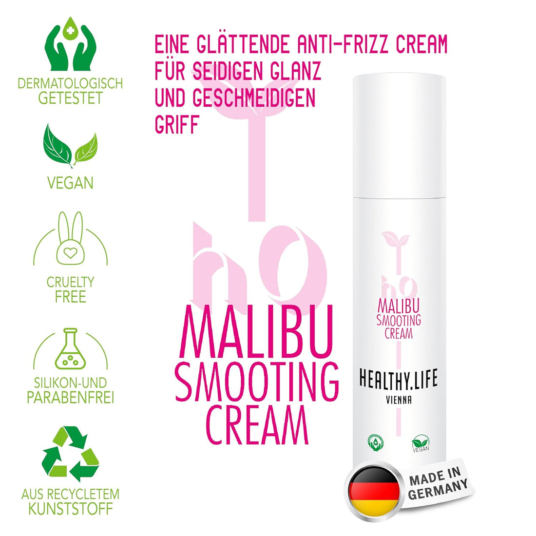 HEALTHY.LIFE VIENNA Malibu Smoothing Cream 100ml - Glättende Anti-Frizz-Creme mit Hitzeschutz-Effekt