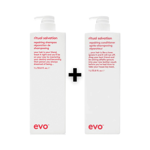 Evo Set Ritual Salvation Repairing Shampoo 1000ml + Ritual Salvation Repairing Conditioner 1000ml - HauptSacheShop
