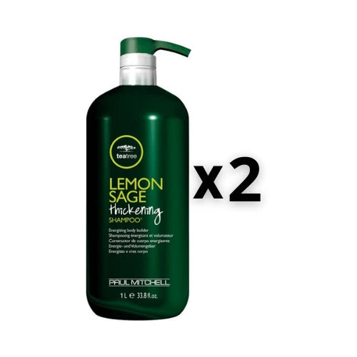 Paul Mitchell Set 2x Tea Tree Lemon Sage Thickening Shampoo 1000ml - HauptSacheShop